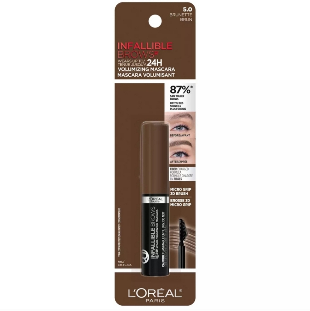 5 x L'Oréal Paris Infallible Brows 24H Volumizing Mascara, 5.0 Brunette